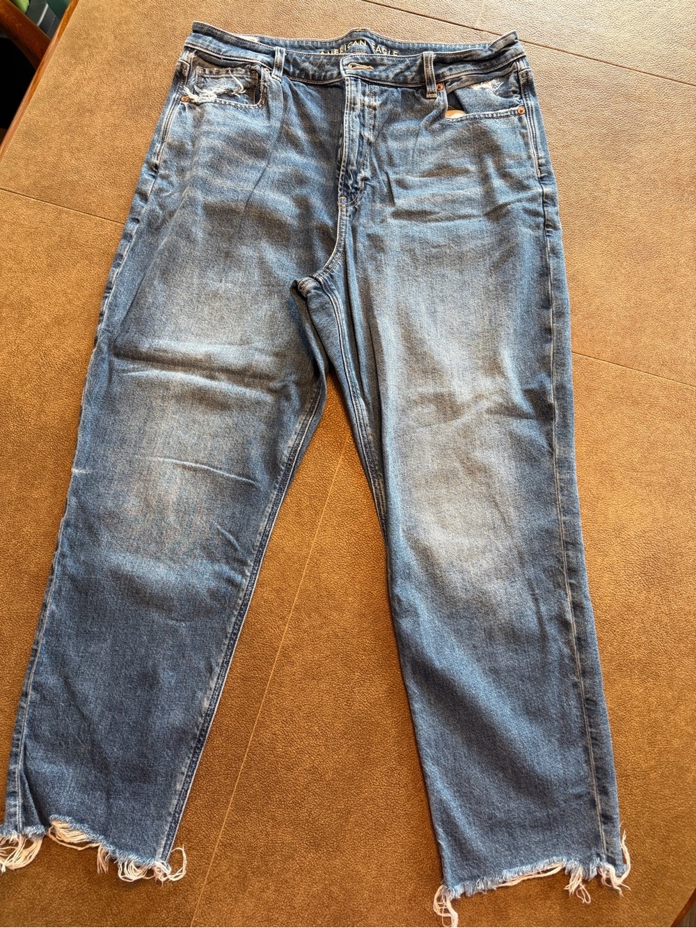 AE Strigid Raw Hem Mom Jeans - Size 16S - Preloved Real Good Denim, $16